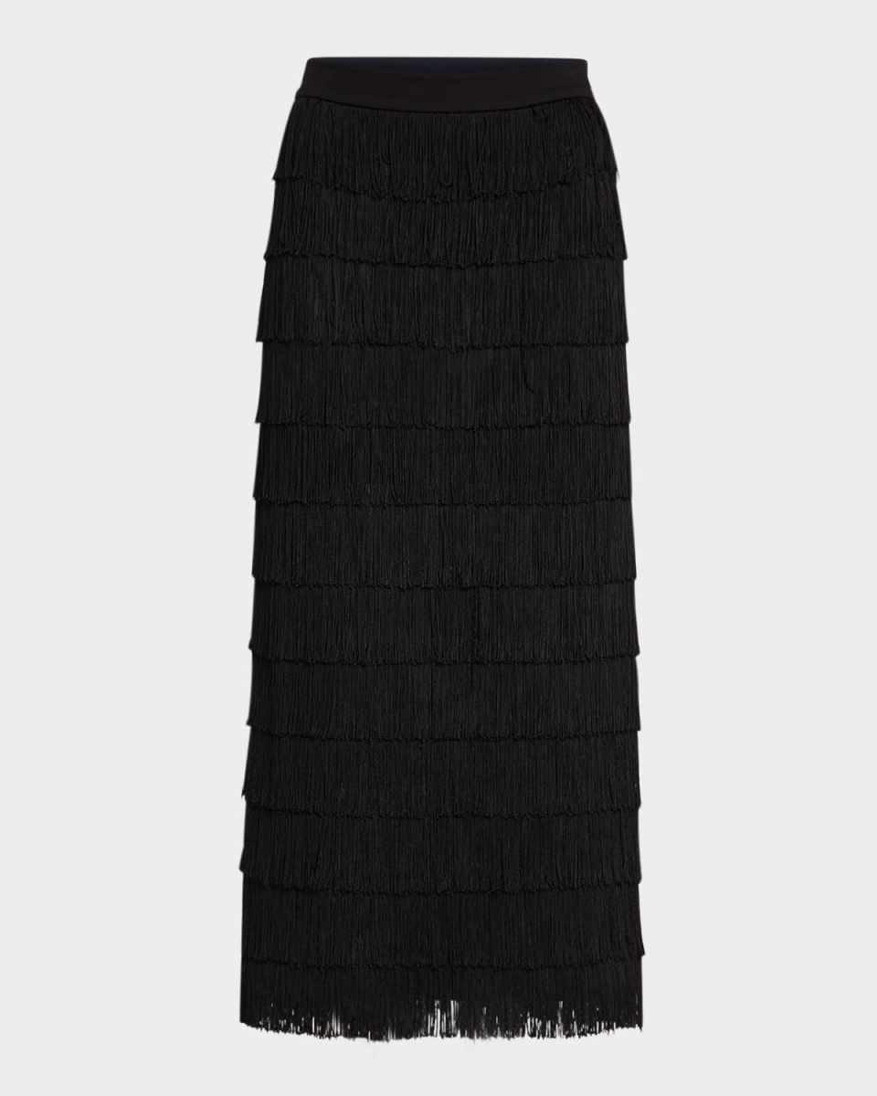 Emotional Essence II Fringe Tiered Midi Skirt